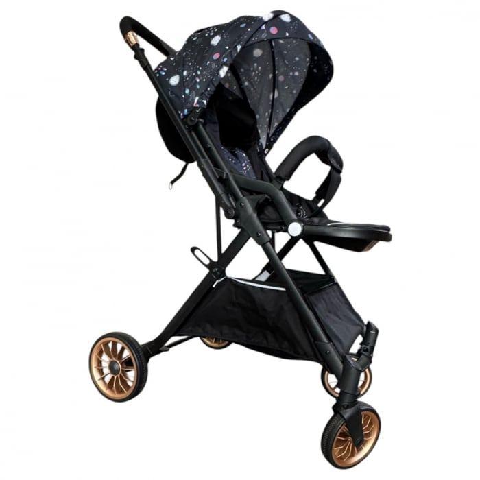 Carucior sport, cu maner reversibil, pliabil si troler, T700 For Angel, Negru cu imprimeu [9]