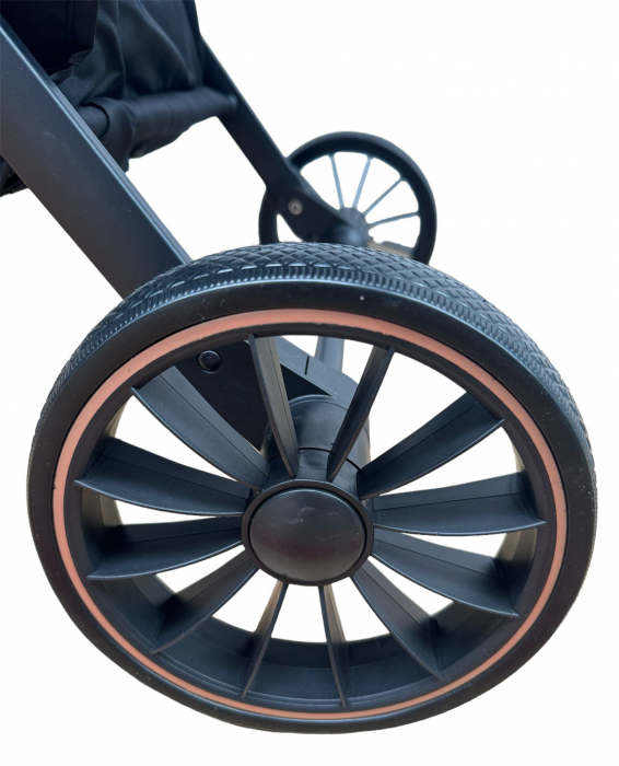 Carucior sport, cu maner reversibil, suspensii pe cadru, pliabil si troler, C1 Negru cu auriu [7]