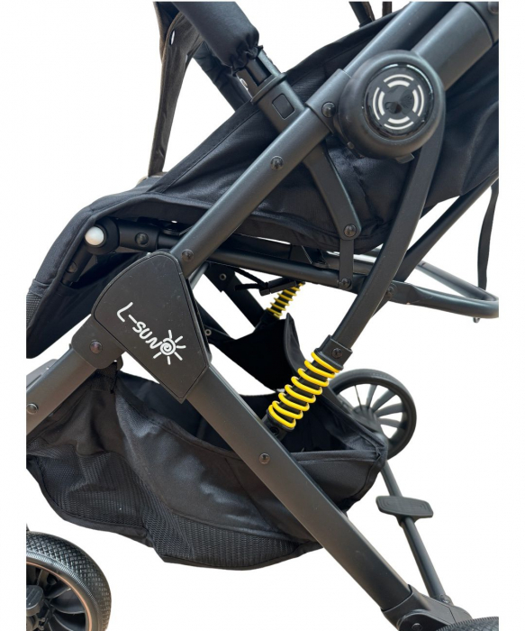 Carucior sport, cu maner reversibil, suspensii pe cadru, pliabil si troler, C1 Negru cu auriu [13]