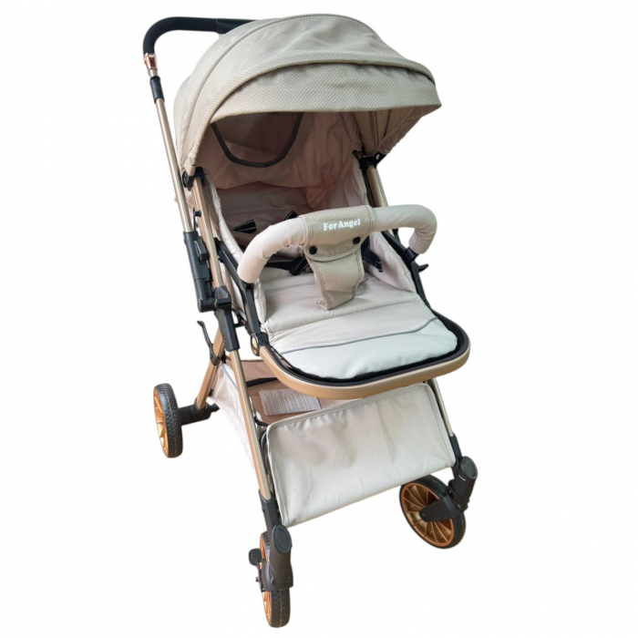Carucior sport, cu maner reversibil, pliabil si troler, T700 For Angel, Crem [1]