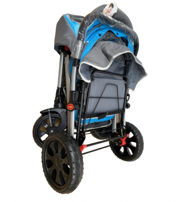 Carucior sport cu maner reversibil, pliabil, suspensii, Q7 Gri - Roz [6]