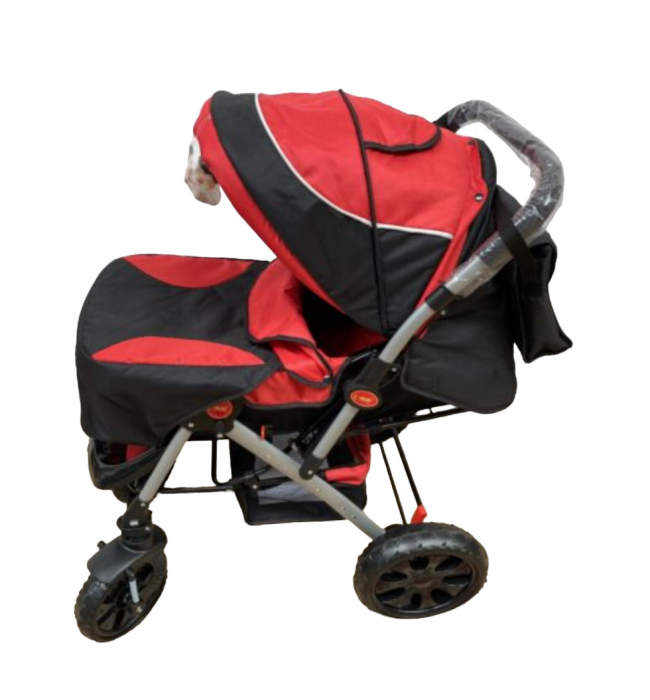 Carucior sport cu maner reversibil, pliabil, suspensii, Q7 Rosu - Negru [2]