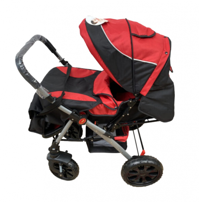 Carucior sport cu maner reversibil, pliabil, suspensii, Q7 Rosu - Negru [3]