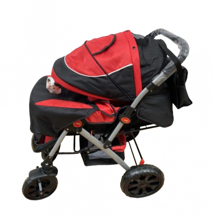 Carucior sport cu maner reversibil, pliabil, suspensii, Q7 Rosu - Negru [6]