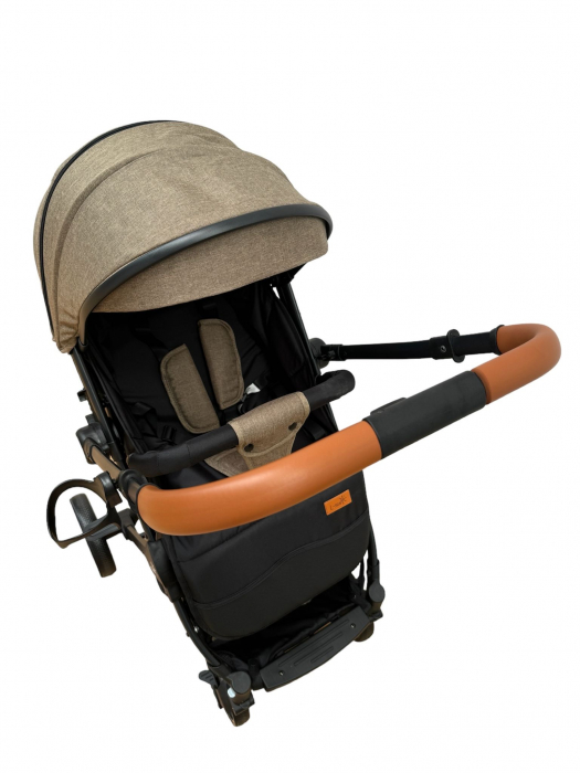 Carucior sport, cu maner reversibil, suspensii pe cadru, pliabil si troler, C1 Crem [2]