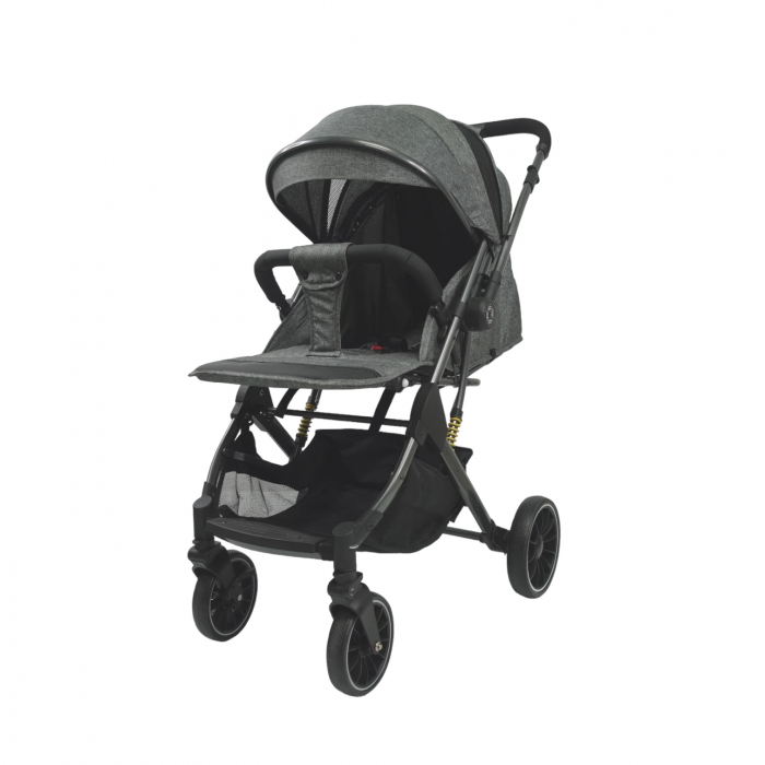 Carucior sport, cu maner reversibil, suspensii pe cadru, pliabil si troler, C1 Negru cu auriu [29]