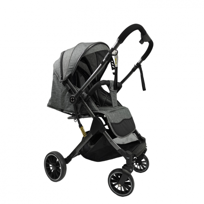 Carucior sport, cu maner reversibil, suspensii pe cadru, pliabil si troler, C1 Negru cu auriu [23]