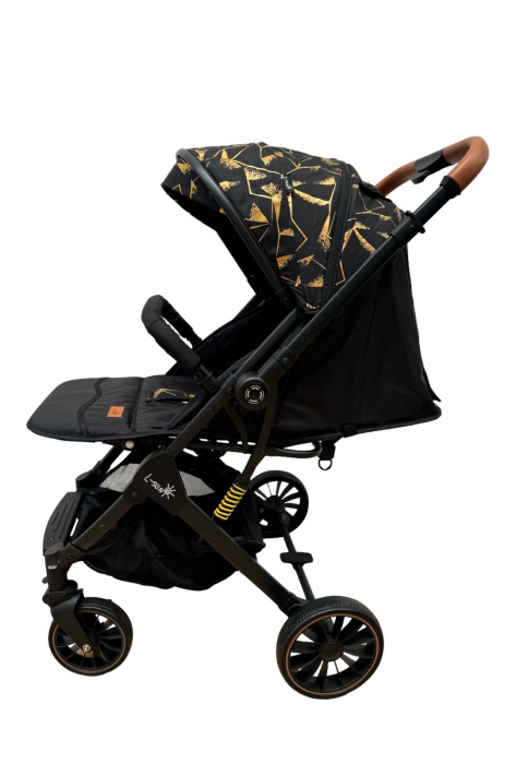 Carucior sport, cu maner reversibil, suspensii pe cadru, pliabil si troler, C1 Negru cu auriu [5]