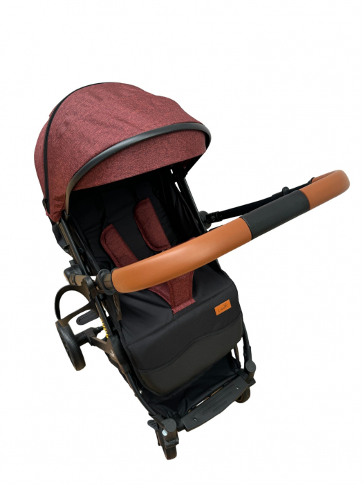 Carucior sport, cu maner reversibil, suspensii pe cadru, pliabil si troler, C1 Rosu [2]