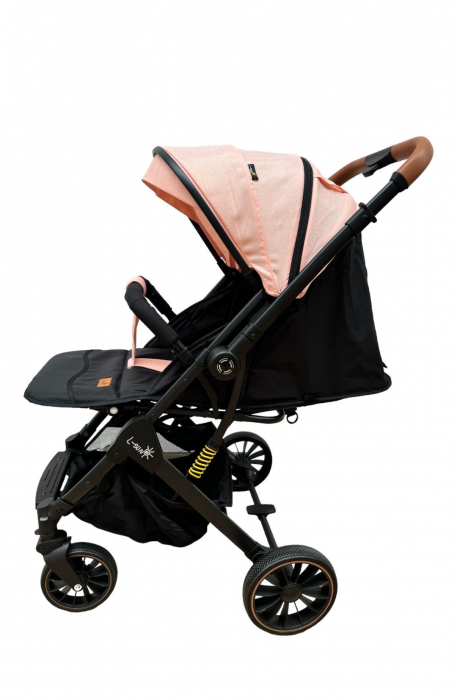 Carucior sport, cu maner reversibil, suspensii pe cadru, pliabil si troler, C1 Roz [6]