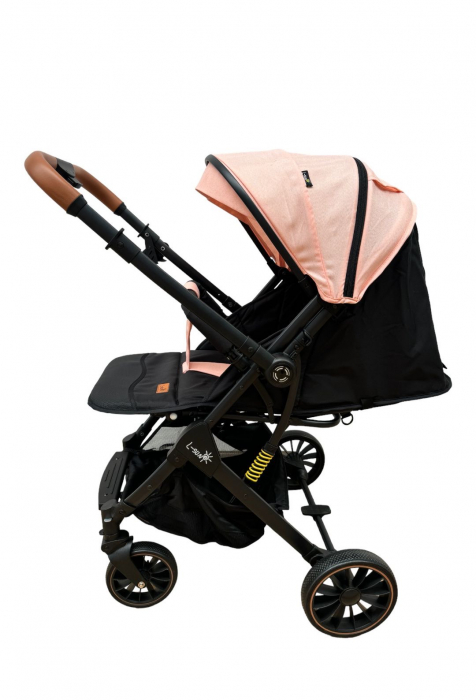 Carucior sport, cu maner reversibil, suspensii pe cadru, pliabil si troler, C1 Roz [2]