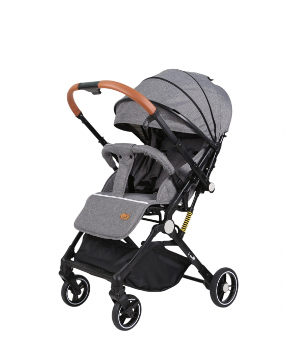 Carucior sport L-Sun, C6, Gri, pliabil tip troller, cu maner reversibil, husa de picioare si gentuta [2]