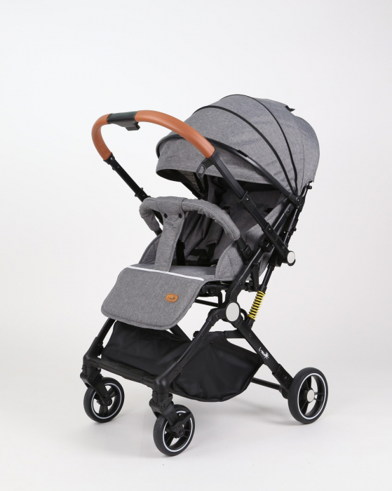 Carucior sport L-Sun, C6, Gri, pliabil tip troller, cu maner reversibil, husa de picioare si gentuta [16]