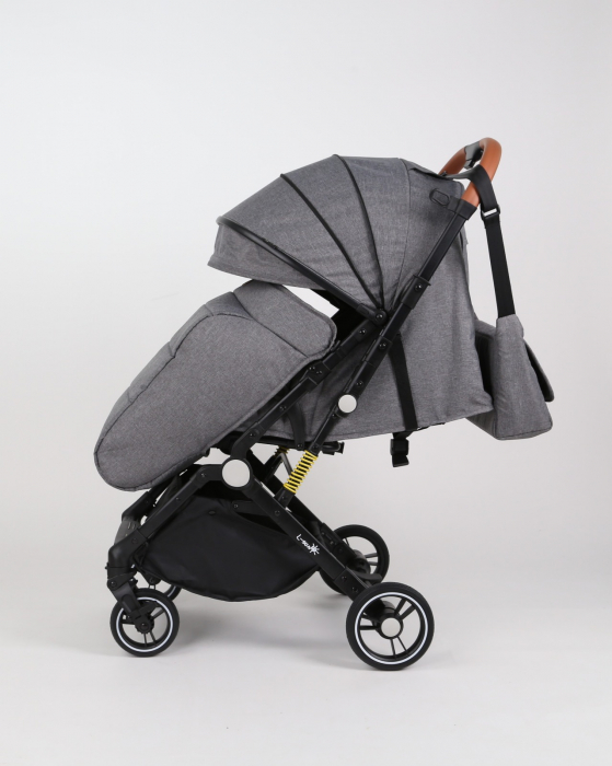 Carucior sport L-Sun, C6, Gri, pliabil tip troller, cu maner reversibil, husa de picioare si gentuta [5]