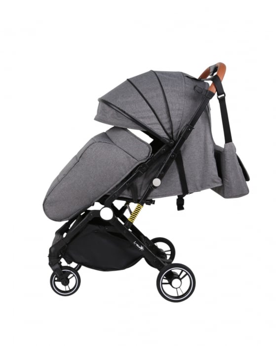 Carucior sport L-Sun, C6, Gri, pliabil tip troller, cu maner reversibil, husa de picioare si gentuta