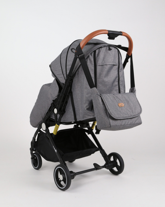 Carucior sport L-Sun, C6, Gri, pliabil tip troller, cu maner reversibil, husa de picioare si gentuta [6]