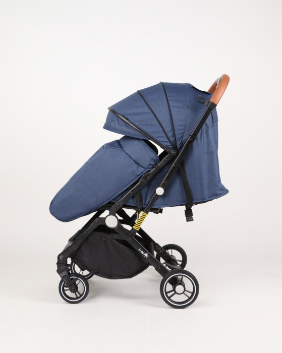 Carucior sport L-Sun, C6, Albastru, pliabil tip troller, cu maner reversibil, husa de picioare si gentuta [4]