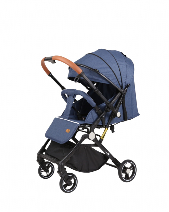 Carucior sport L-Sun, C6, Albastru, pliabil tip troller, cu maner reversibil, husa de picioare si gentuta [2]