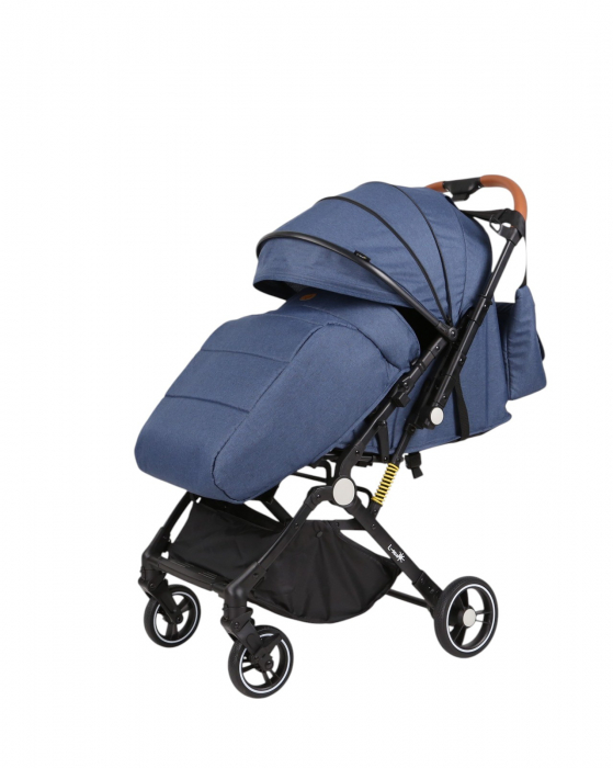 Carucior sport L-Sun, C6, Albastru, pliabil tip troller, cu maner reversibil, husa de picioare si gentuta