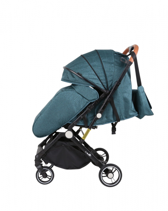 Carucior sport L-Sun, C6, Verde, pliabil tip troller, cu maner reversibil, husa de picioare si gentuta