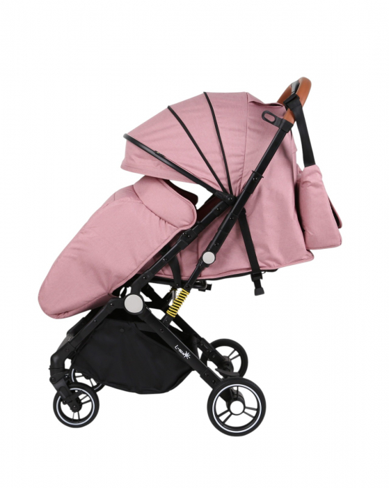 Carucior sport L-Sun, C6, Roz, pliabil tip troller, cu maner reversibil, husa de picioare si gentuta