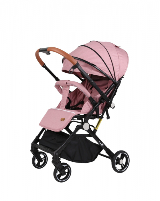 Carucior sport L-Sun, C6, Roz, pliabil tip troller, cu maner reversibil, husa de picioare si gentuta [2]