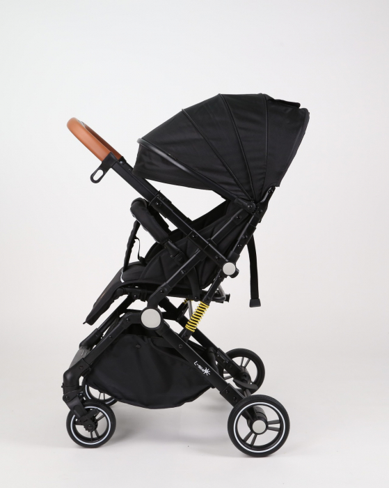 Carucior sport L-Sun, C6, Negru, pliabil tip troller, cu maner reversibil, husa de picioare si gentuta [18]
