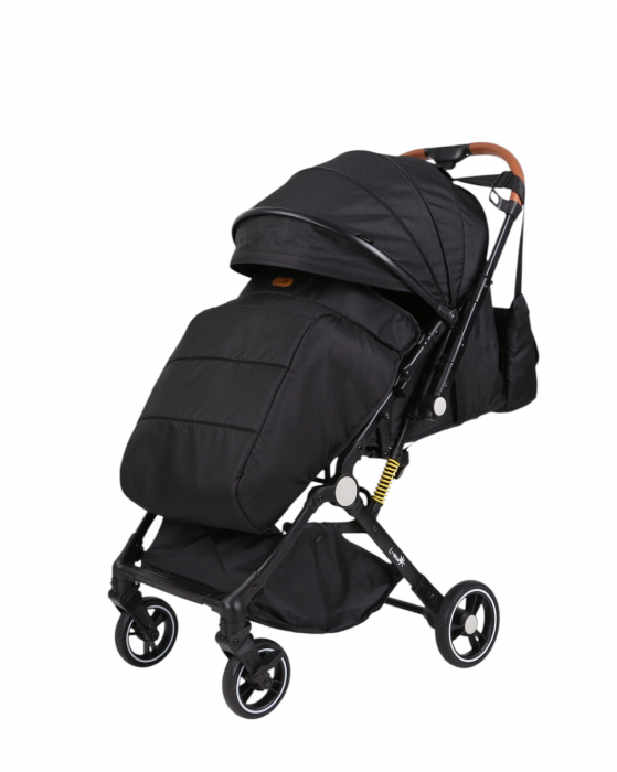 Carucior sport L-Sun, C6, Negru, pliabil tip troller, cu maner reversibil, husa de picioare si gentuta