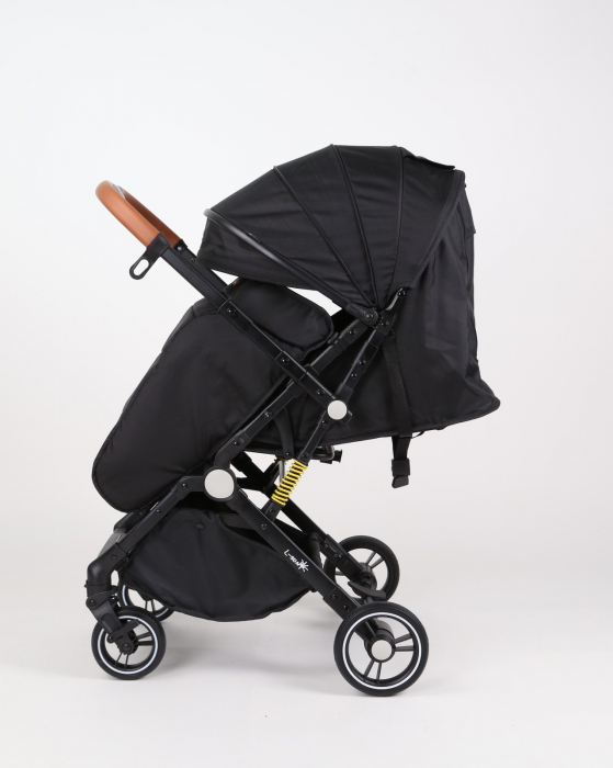 Carucior sport L-Sun, C6, Negru, pliabil tip troller, cu maner reversibil, husa de picioare si gentuta [12]