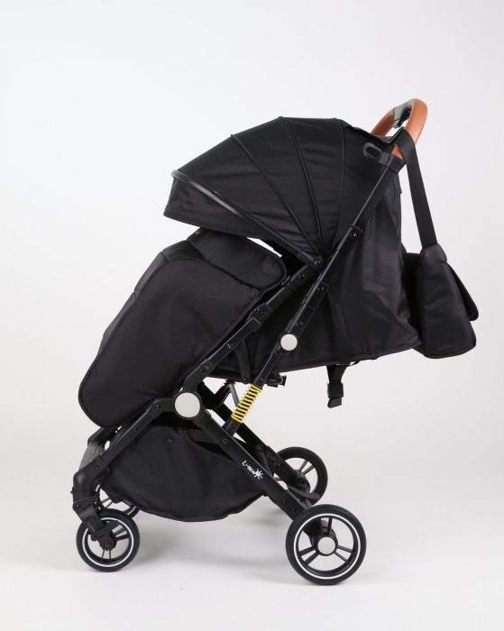 Carucior sport L-Sun, C6, Negru, pliabil tip troller, cu maner reversibil, husa de picioare si gentuta [21]