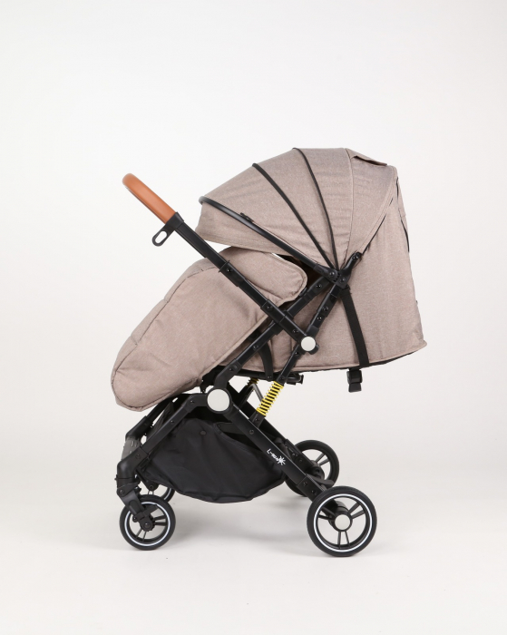 Carucior sport L-Sun, C6, Crem, pliabil tip troller, cu maner reversibil, husa de picioare si gentuta [5]