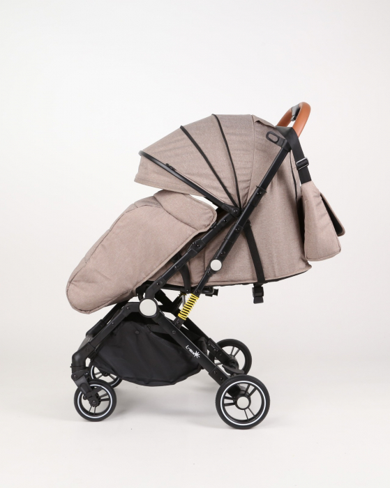 Carucior sport L-Sun, C6, Crem, pliabil tip troller, cu maner reversibil, husa de picioare si gentuta [7]