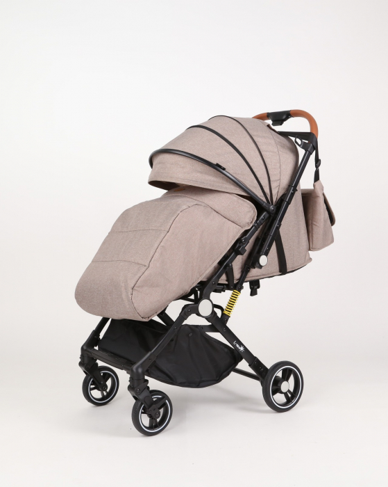 Carucior sport L-Sun, C6, Crem, pliabil tip troller, cu maner reversibil, husa de picioare si gentuta [8]
