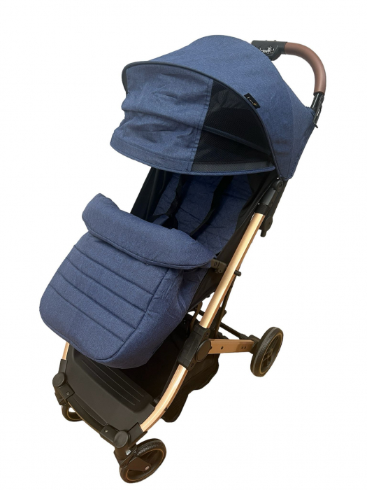 Carucior sport pliabil, tip troller, cu suspensii si husa picioare, C9 albastru