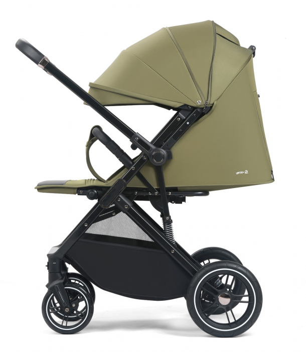 Carucior sport Q1, Verde, cu maner reversibil, pozitie de somn, pliabil, cu husa si geanta [3]