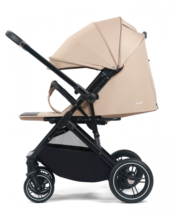 Carucior sport Q1, Crem, cu maner reversibil, pozitie de somn, pliabil, cu husa si geanta [4]
