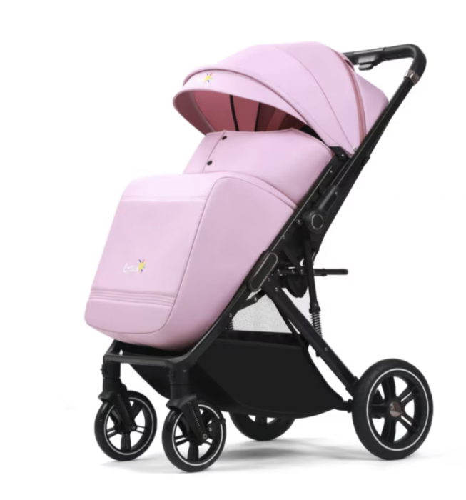 Carucior sport Q1, Roz, cu maner reversibil, pozitie de somn, pliabil, cu husa si geanta [2]