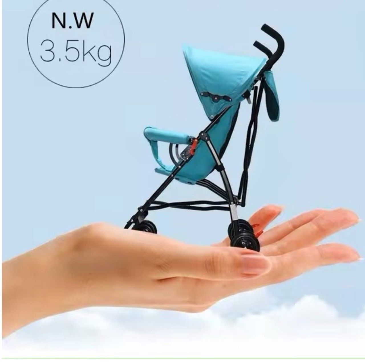 Carucior sport S101 bleu, ultra usor 4 kg, pliabil tip troller, 6-36 luni [6]