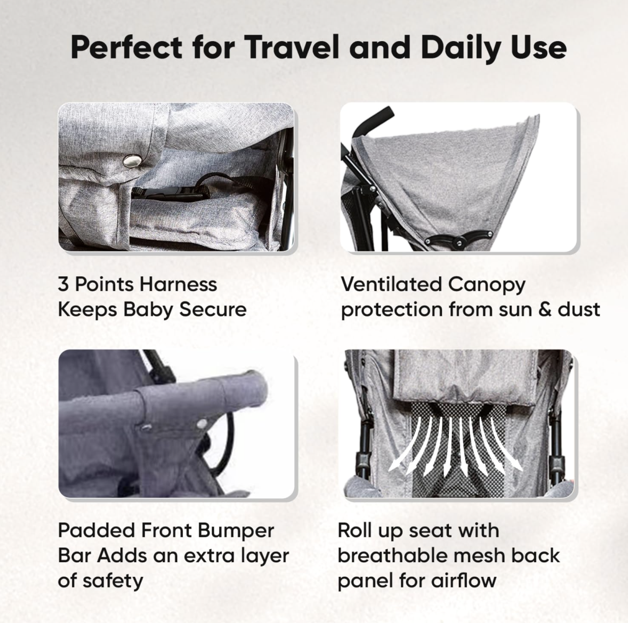 Carucior sport S101 gri, ultra usor 4 kg, pliabil tip troller, 6-36 luni [4]