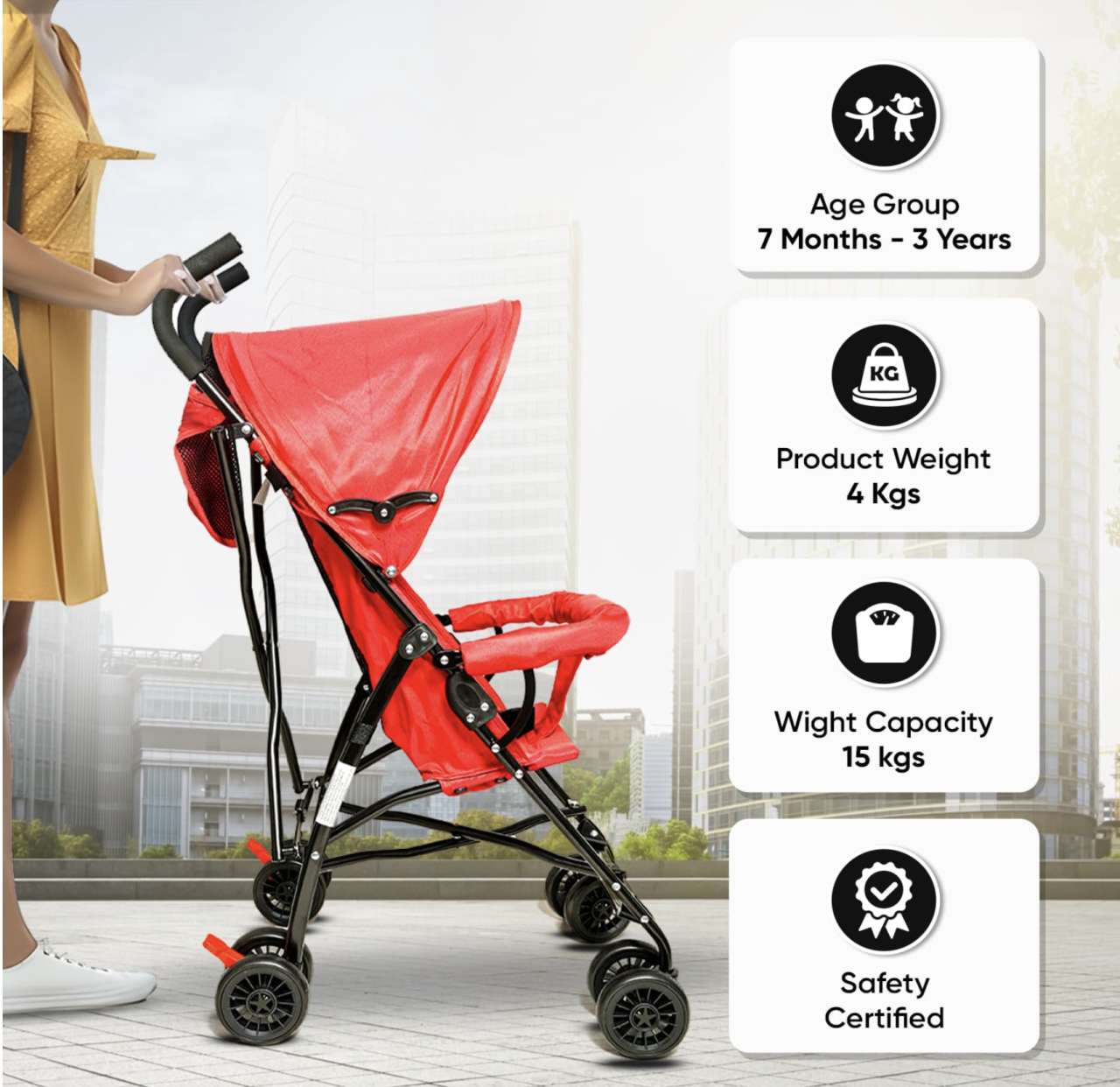 Carucior sport S101 mov, ultra usor 4 kg, pliabil tip troller, 6-36 luni [4]