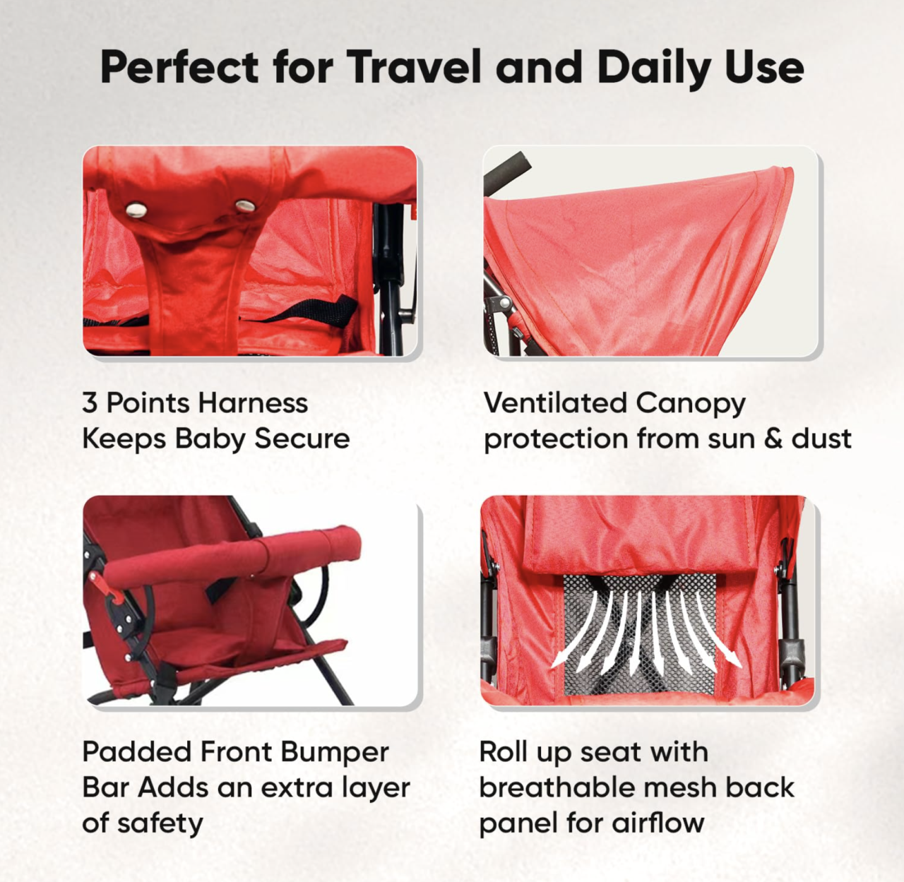 Carucior sport S101 rosu, ultra usor 4 kg, pliabil tip troller, 6-36 luni [4]