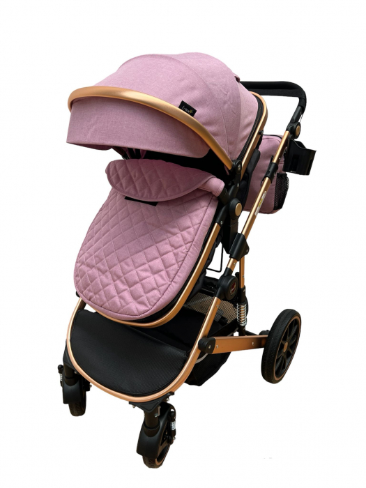 Carucior T1, 2 in 1, cu suspensii, reversibil, cu geanta, roz inchis [8]
