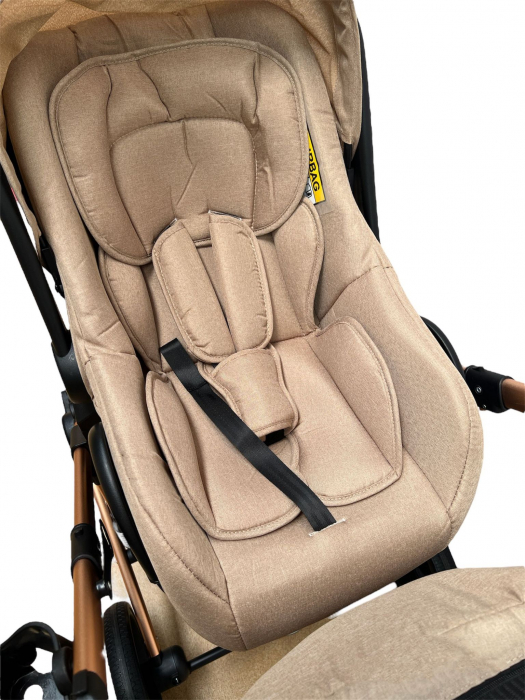 Carucior T4, 3 in 1, cu suspensii, transformabil landou-sport, crem/negru [8]