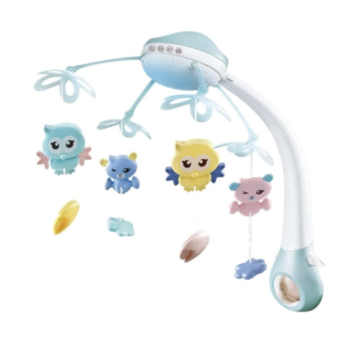 Carusel cu 516 sunete, telecomanda si proiectii Bufnita Inteleapta - bleu pastel [2]