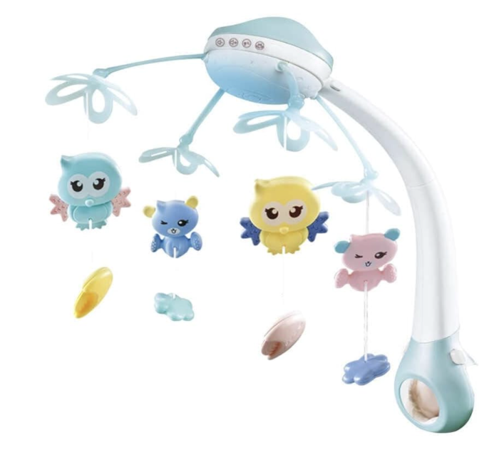 Carusel cu 516 sunete, telecomanda si proiectii Bufnita Inteleapta - bleu pastel [6]