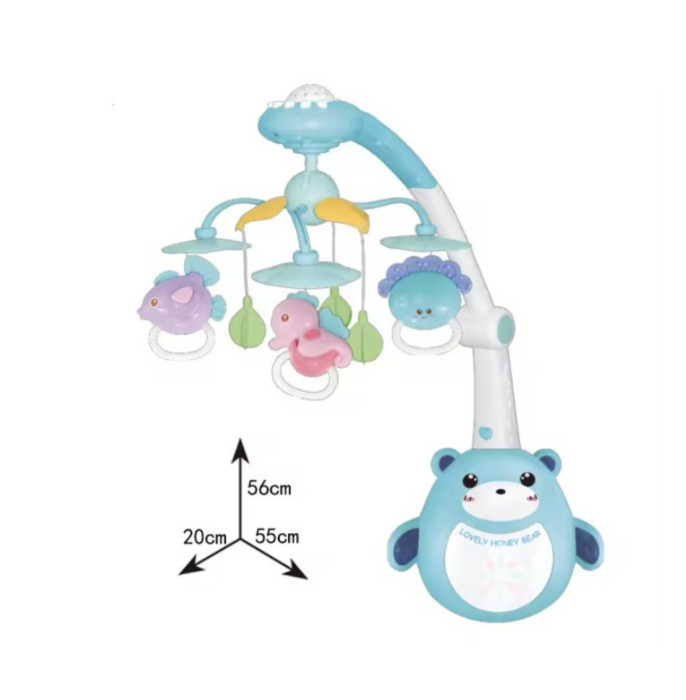 Carusel muzical pentru bebelusi cu telecomanda, lumini si rotatie 360°, Dream World, bleu [2]