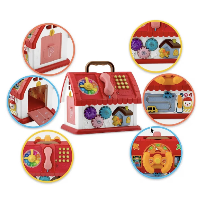 Casa de jucarie interactiva cu telefon, volan si butoane pentru copii, rosu [6]
