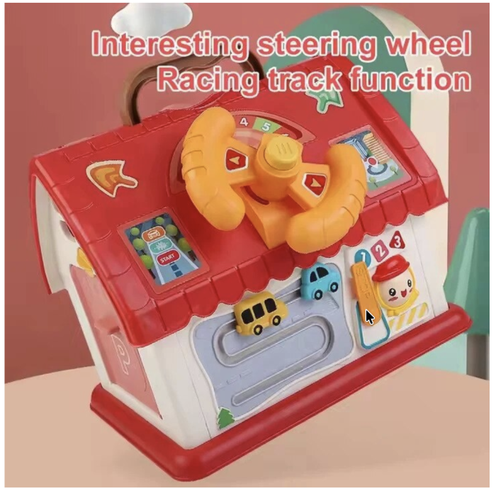 Casa de jucarie interactiva cu telefon, volan si butoane pentru copii, rosu [4]