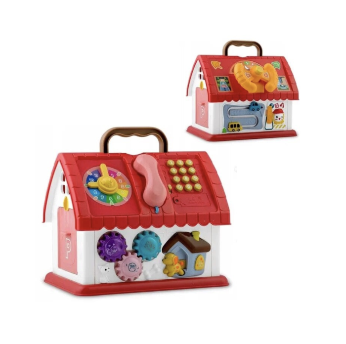 Casa de jucarie interactiva cu telefon, volan si butoane pentru copii, rosu [2]