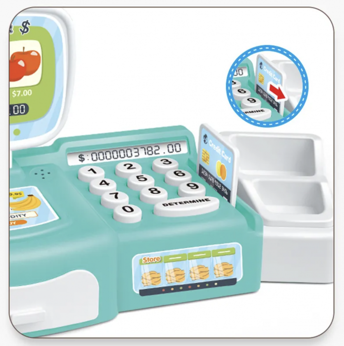 Casa de marcat cu sertare laterale Happy Family, cu sunete si lumini, vernil [4]